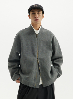 BUTTBILL 日系复古拉链棒球服休闲针织衫刺绣夹克宽松立领外套