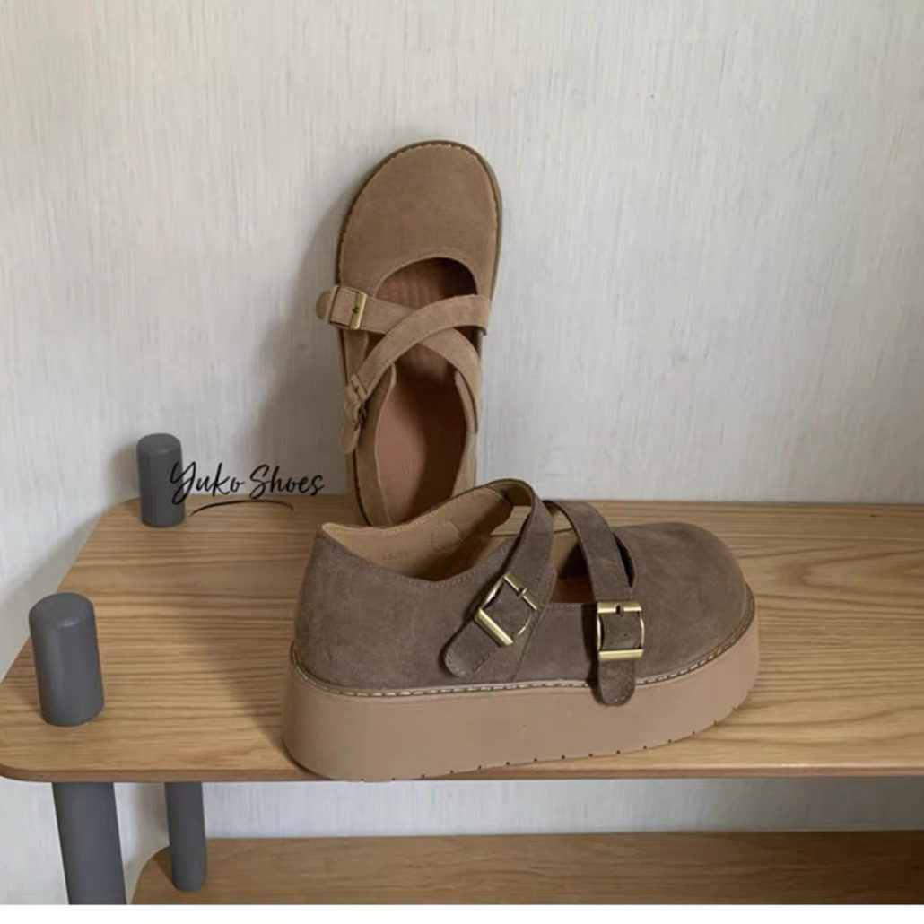 亏清！2025春季丑萌真皮厚底增高勃肯鞋~复古交叉款浅口圆头单鞋,女鞋,勃肯鞋/软木鞋,淘宝优惠券,粉丝福利购,淘宝优惠卷