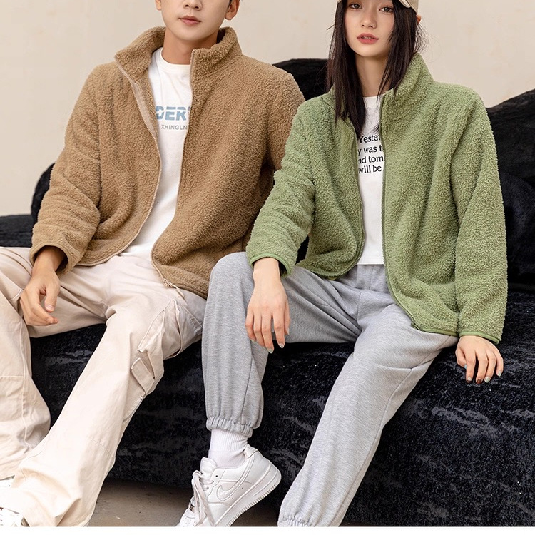 亏清！优家款抓绒开衫双面绒立领摇粒绒厚保暖热绒衣居家外套男女