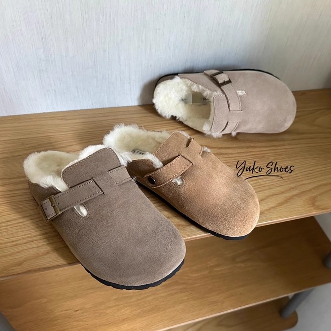 真皮羊毛包头拖鞋毛毛保暖勃肯鞋