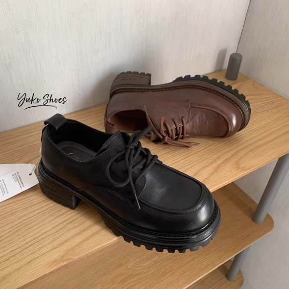 特！头层牛皮2025新款英伦风厚底系带小皮鞋复古真皮深口乐福鞋JK