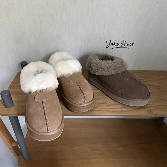 塔茨特厚底加绒雪地靴牛皮一脚蹬