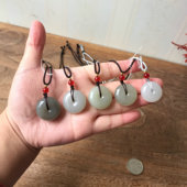 天然新疆和田玉平安扣吊坠女青玉青白玉烟青玉坠挂件男青海料扣子