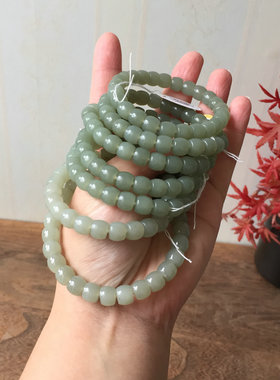 天然和田玉手链女款青白玉单圈