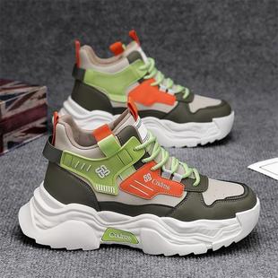 秋冬季 学生皮面老爹鞋 2025新款 男款 潮流内增高休闲运动鞋 高帮男鞋