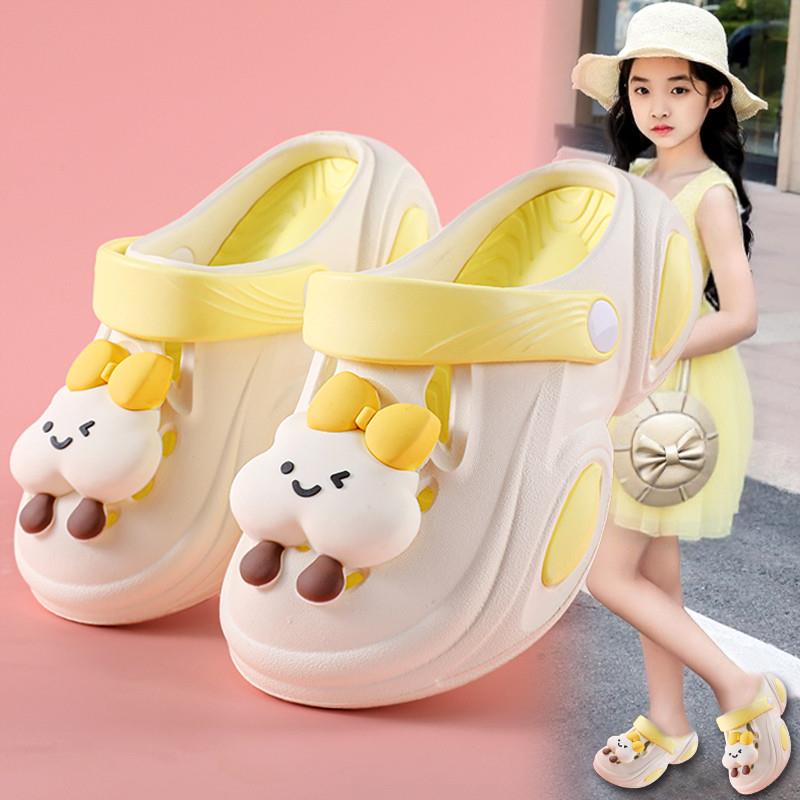 儿童洞洞鞋女童夏季2025新款居家软底静音拖鞋大童海边可下水凉拖