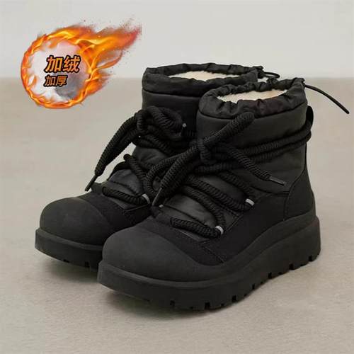 棉鞋男冬季加绒加厚马丁靴子黑色保暖高帮防寒棉靴户外厚底雪地靴