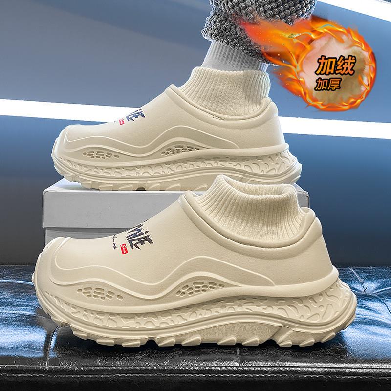 棉拖鞋男外穿冬季2025新款加绒保暖防水厚底防寒防滑情侣包跟棉鞋