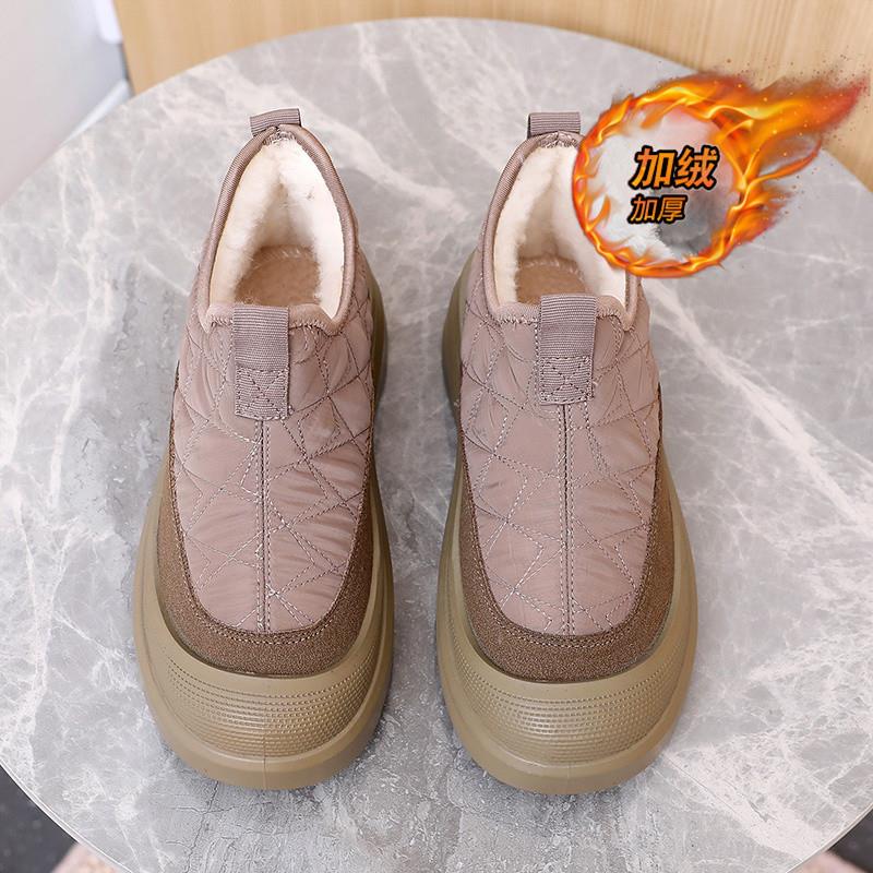 棉鞋女2025新款冬季外穿防寒保暖一脚蹬妈妈鞋加绒加厚防滑雪地靴