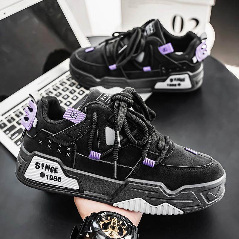 秋季男鞋2025新款潮牌高级感厚底休闲板鞋青少年黑色软底增高潮鞋,流行男鞋,休闲板鞋,淘宝优惠券,粉丝福利购,淘宝优惠卷