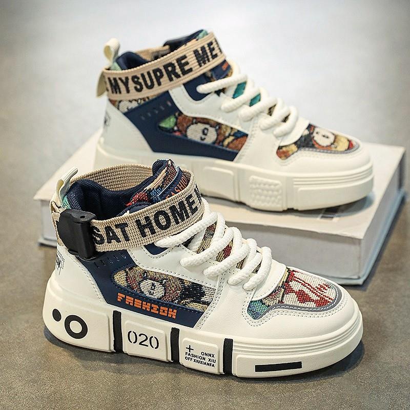 男童鞋秋冬款2024新款防滑软底儿童运动鞋中大童潮牌男孩高帮板鞋