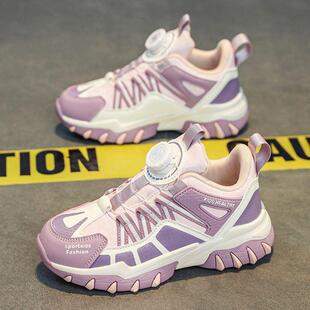 女童鞋春款2025新款皮面防水儿童运动鞋中大童爆款时尚女孩老爹鞋