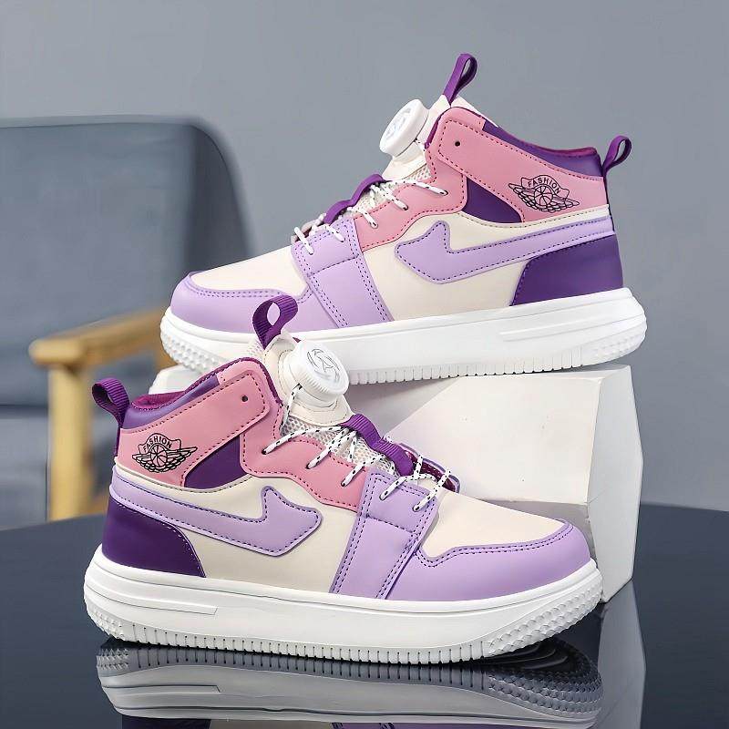 女童鞋子春季2025新款儿童皮面运动鞋中大童旋转纽扣女孩高帮板鞋,童鞋/婴儿鞋/亲子鞋,运动鞋,淘宝优惠券,粉丝福利购,淘宝优惠卷