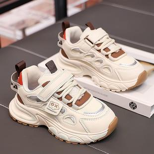 中大童软底潮酷男孩老爹鞋 男童鞋 儿童皮面防水运动鞋 2025新款 春款