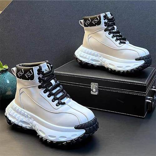 男鞋运动鞋秋冬季2025新款增高防滑休闲潮鞋轮胎底高帮小白老爹鞋