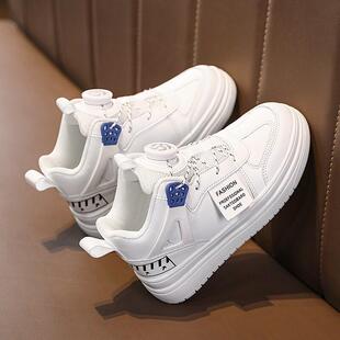 男童鞋运动鞋春款2025新款儿童皮面小白鞋中大童白色男孩高帮板鞋