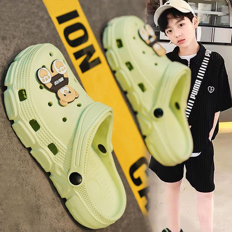 儿童拖鞋夏季2025新款男童轻便防滑洞洞鞋中大童卡通男孩包头凉拖