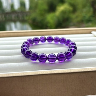 重量31.5克 尺寸10.5mm 天然乌拉圭紫晶手链 天然紫水晶手链