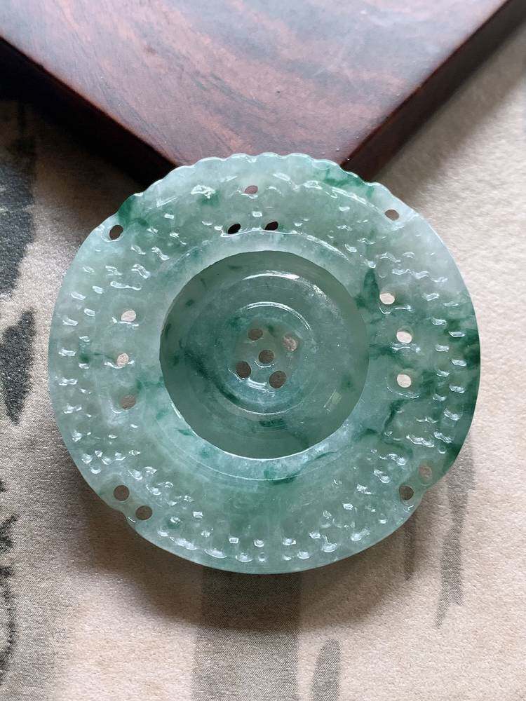 翠都翡翠珠宝天然翡翠a货挂坠小吊坠项坠绿色飘花时来运转900260