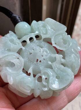 翠都翡翠珠宝缅甸A货玉石挂坠手玩把件冰糯种五福临门吊坠290282