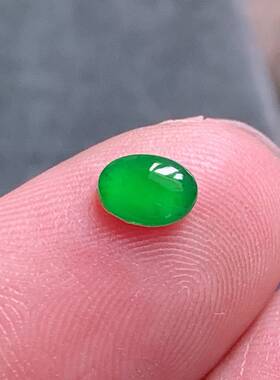 天然翡翠A货玉石裸石镶嵌面送证书冰种辣绿蛋面200277