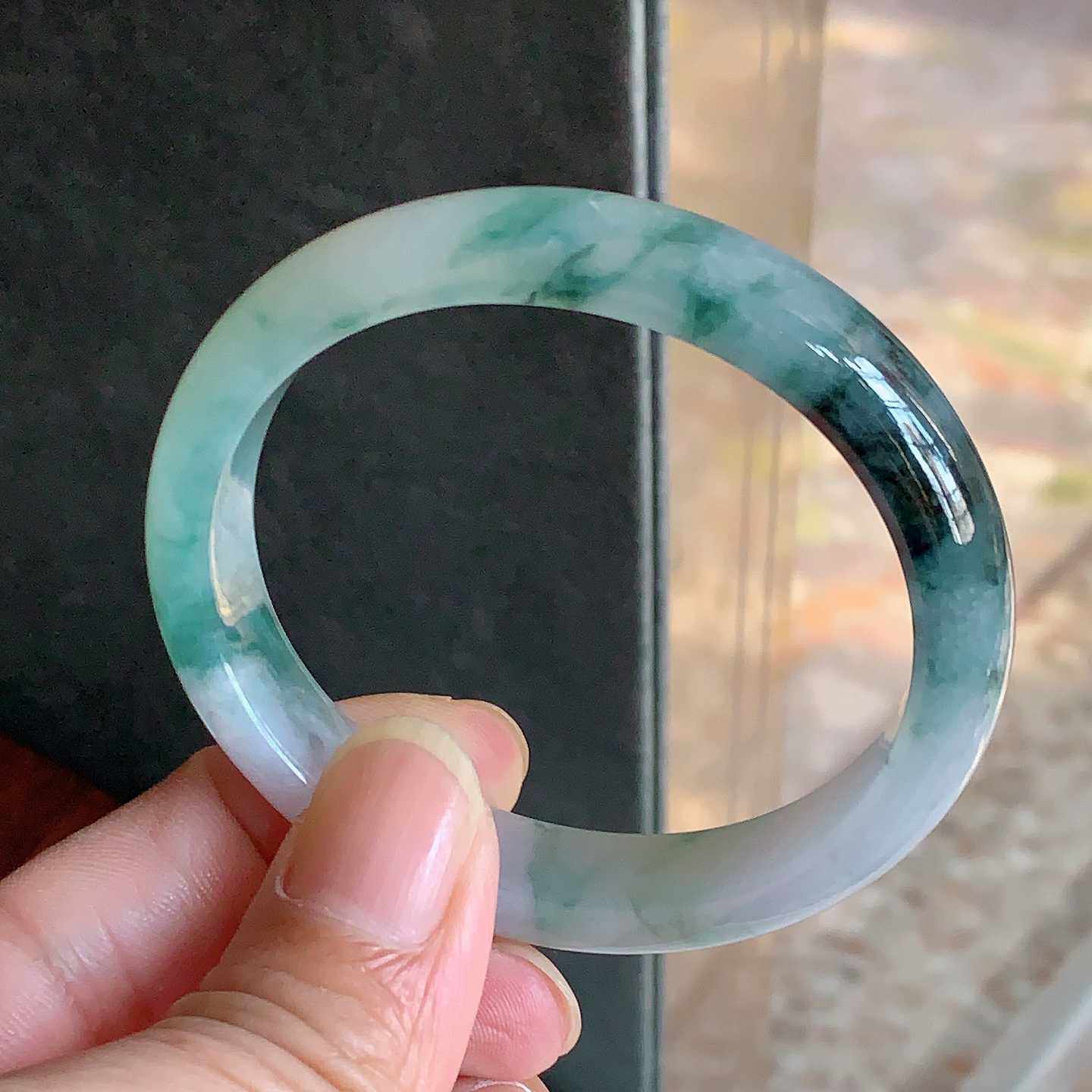 天然翡翠A货冰种飘花手镯