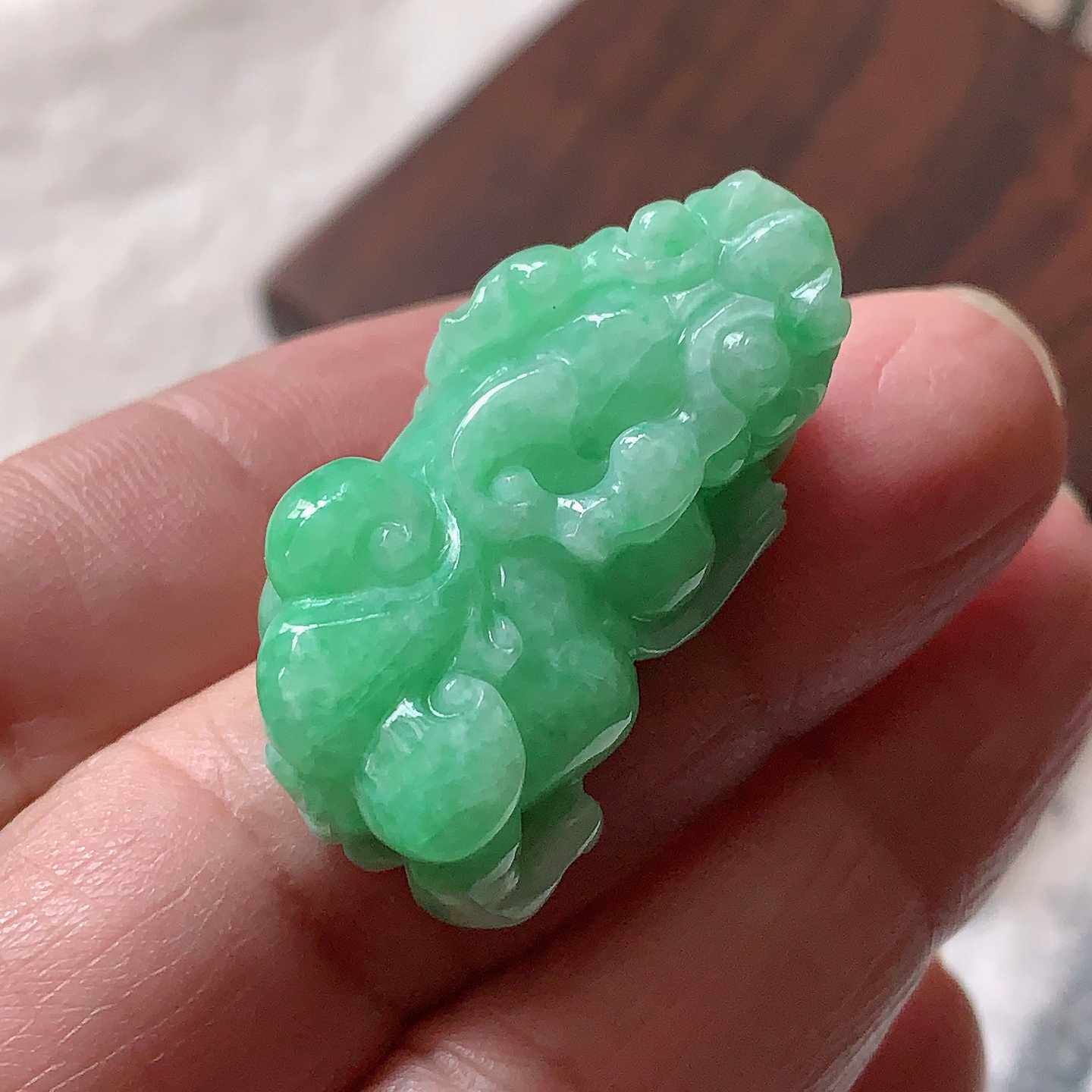 翠都翡翠珠宝缅甸天然翡翠A货玉佩挂坠小吊坠项坠满绿貔貅600455