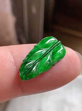 翠都翡翠珠宝天然A货玉石裸石镶嵌戒面送证书花青满绿叶子227161