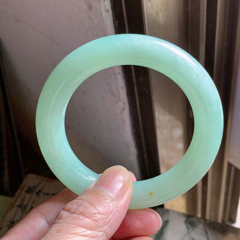 翠都翡翠珠宝天然A货玉石玉镯子冰糯种女款苹果绿圆条手镯291527