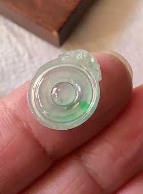 翠都翡翠珠宝天然翡翠A货玉佩挂坠小吊坠项坠金钱扣100312