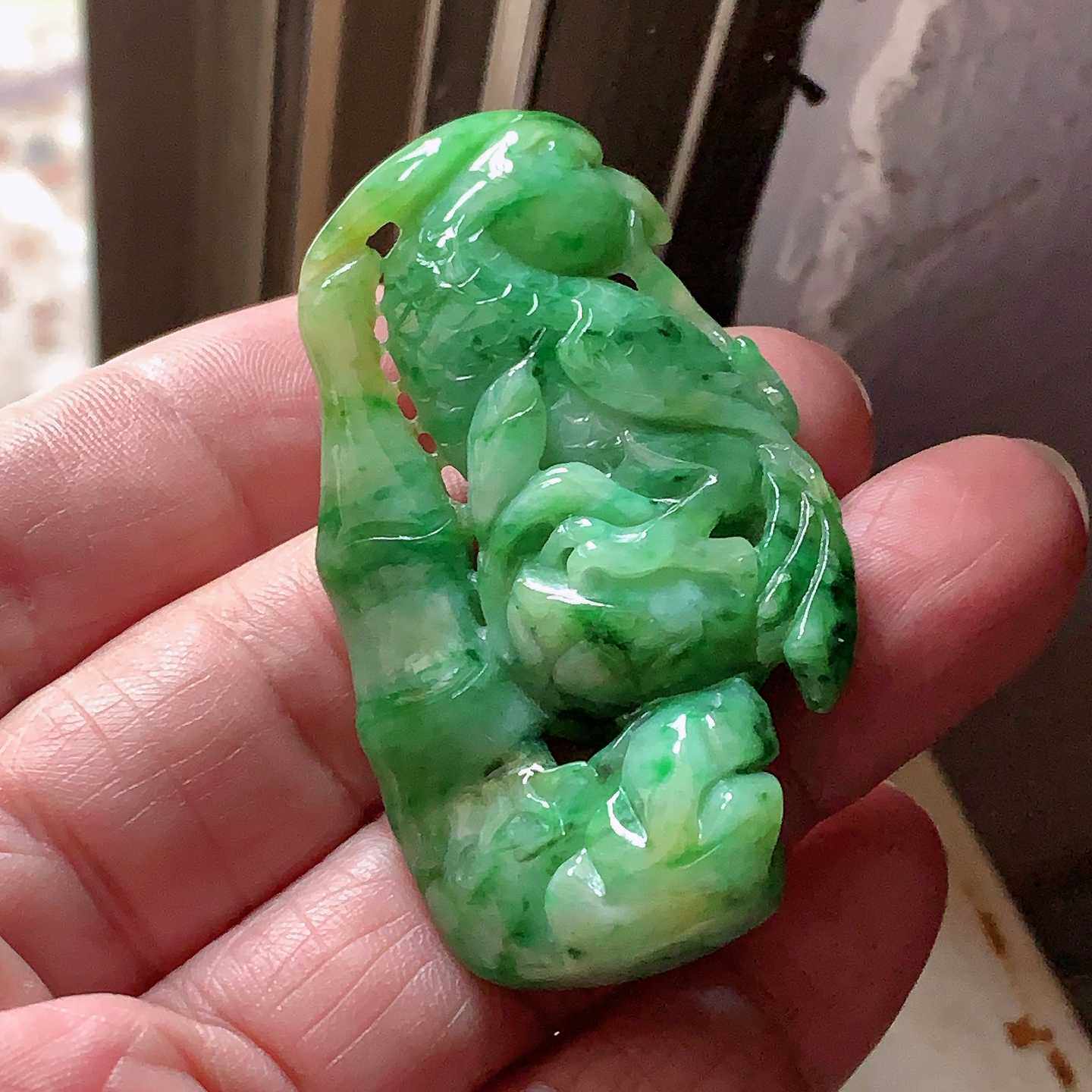 翠都翡翠珠宝天然翡翠A货挂坠小吊坠项坠黄加绿三彩鹦鹉151915