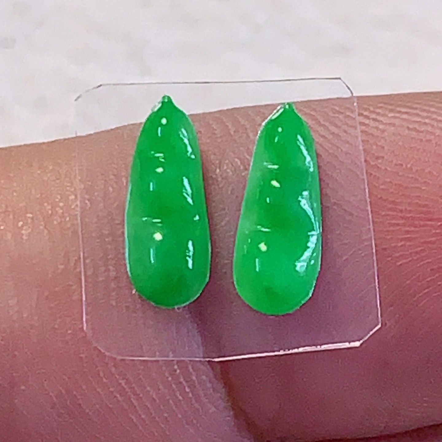 天然翡翠A货玉石裸石戒面镶嵌面套装送证书阳绿四季豆100090