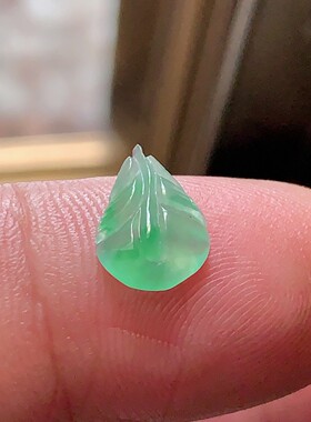 天然翡翠A货玉石裸石戒面镶嵌面送证书飘阳绿羽毛100489