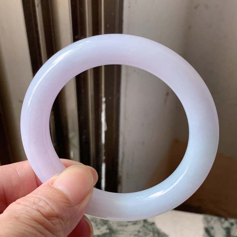 翠都翡翠珠宝天然缅甸A货玉石玉镯子冰糯种紫罗兰圆条手镯217299