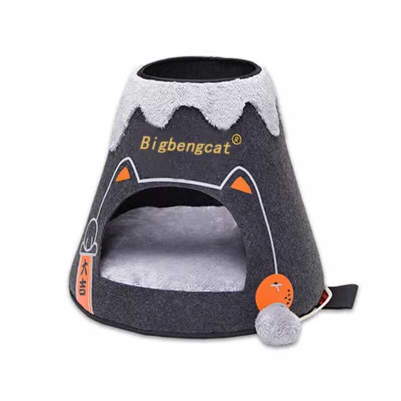 可爱火山富士猫窝大吉猫窝四季通用保暖猫屋火山猫窝垫