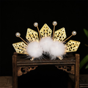 古风汉服发冠唐风明制汉服头饰珍珠辑珠发钗表演拍照盘发头饰