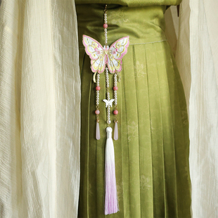 刺绣蝴蝶压襟挂件古风汉服长流苏腰饰马面裙禁步国风百搭穗子吊坠