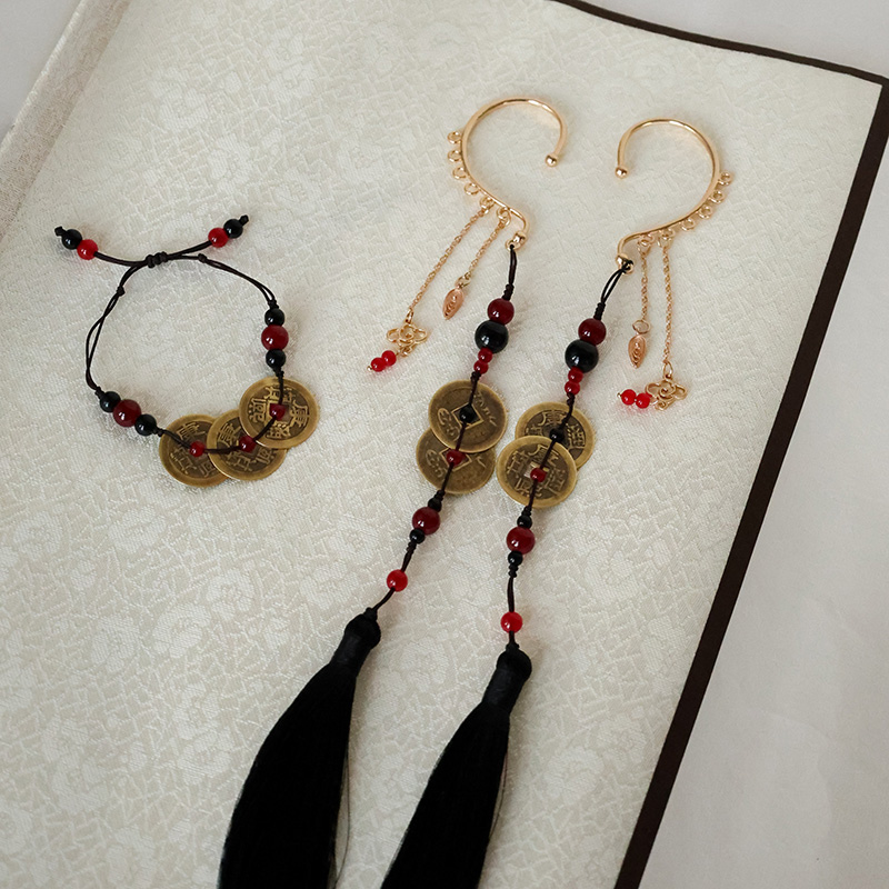 画卿颜复古合金通用山鬼花钱耳挂