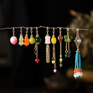 国风小吊坠新中式小滴溜发簪耳饰项链流苏挂件可打开多功能装饰品