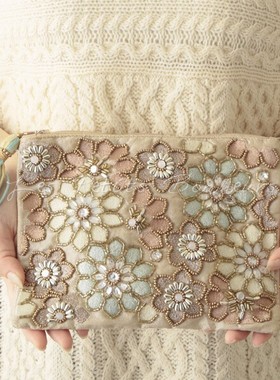 {Les petits bonheurs} 日本进口印度刺绣手工复古收纳包化妆包