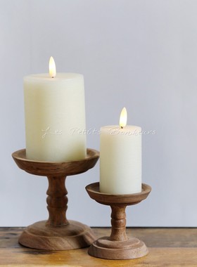 Les petits bonheurs｜现货日本shesay北欧风木质烛台复古摆件