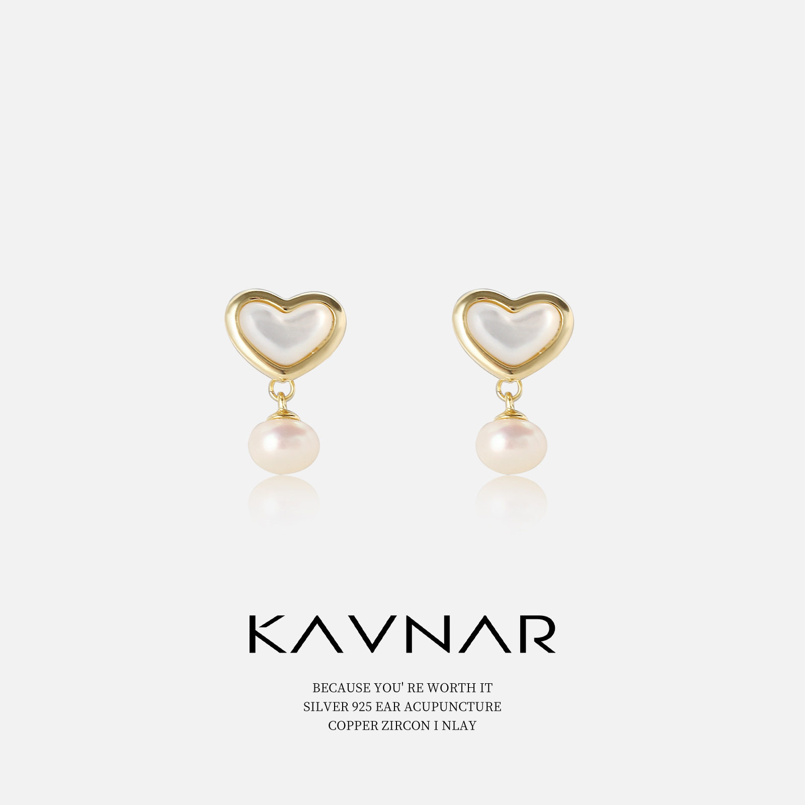 优雅心形天然珍珠贝壳耳钉时尚气质耳饰925纯银针耳环轻奢高级感