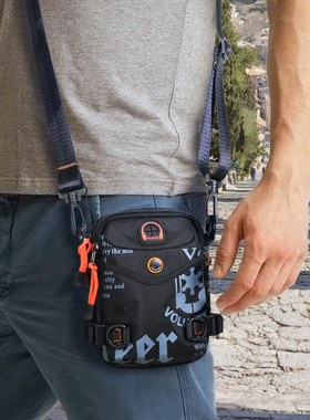 休闲男士小方包迷你斜挎单肩包随身运动腰包挂皮带防水男生手机包