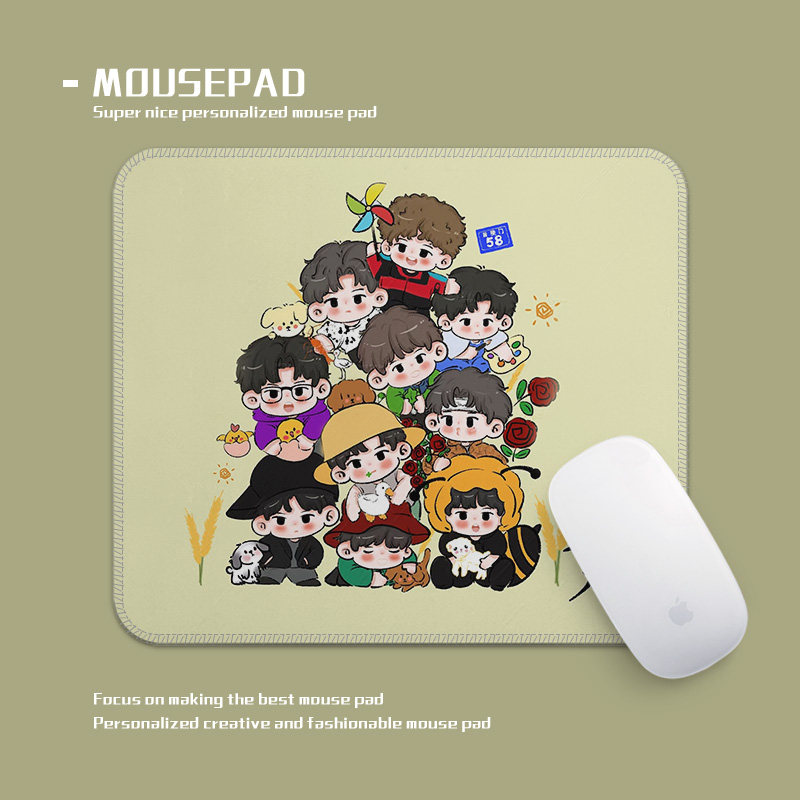 十个天勤卡通鼠标垫小号锁边加厚防滑办公室可定制电脑键盘垫高级