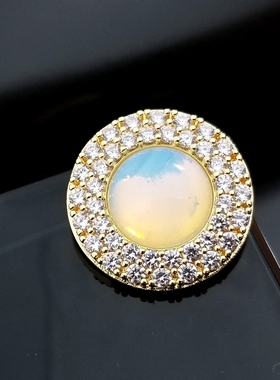 绮GY进口新款白色锆石水晶钻蛋白石貂皮大衣毛衣外套纽扣 3颗包邮