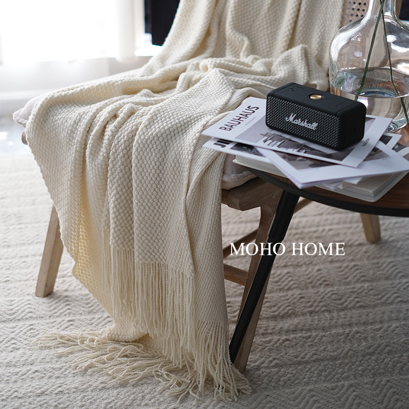 MUMI 노르딕 라이트 럭셔리 모란디 컬러 점심 낮잠 니트 담요 에어컨 소파 커버 담요 베드사이드 타월 여름