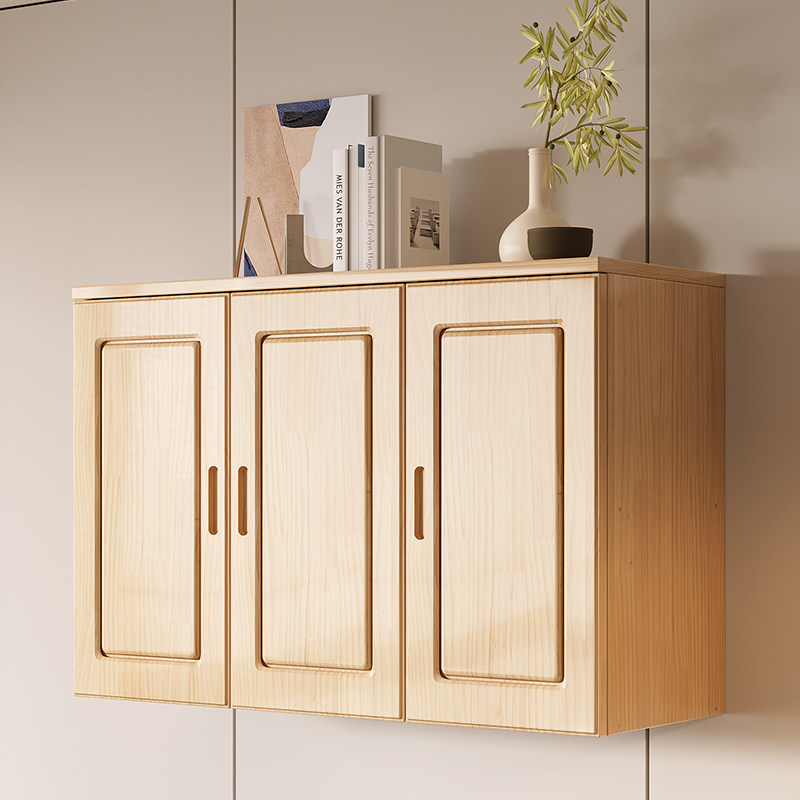 松木吊柜实木壁柜储物柜收纳柜顶柜客厅展示柜阳台柜厨吊柜可定制