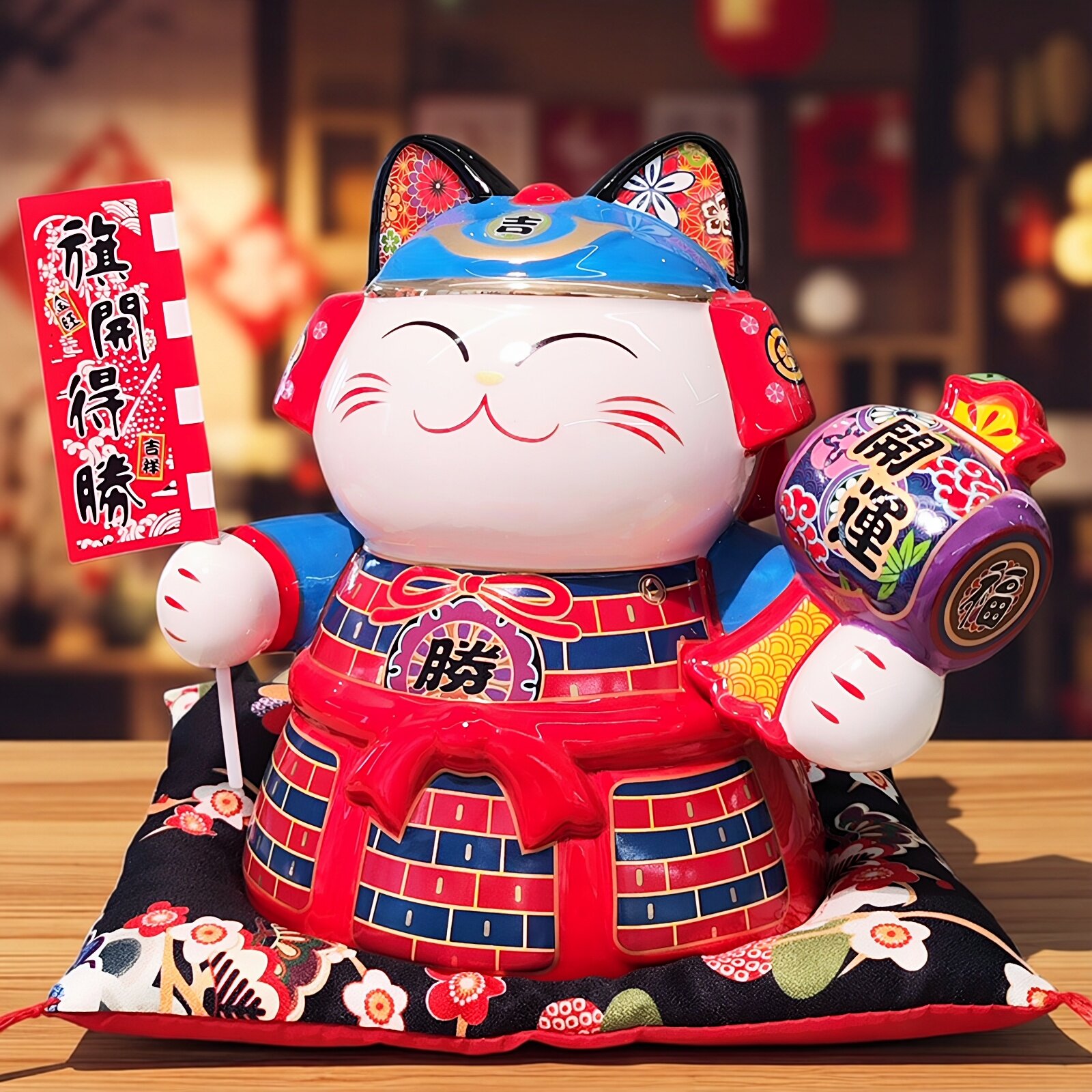 精致陶瓷招财猫摆件 商铺收银台开业礼品中号大号 家居装饰存钱罐