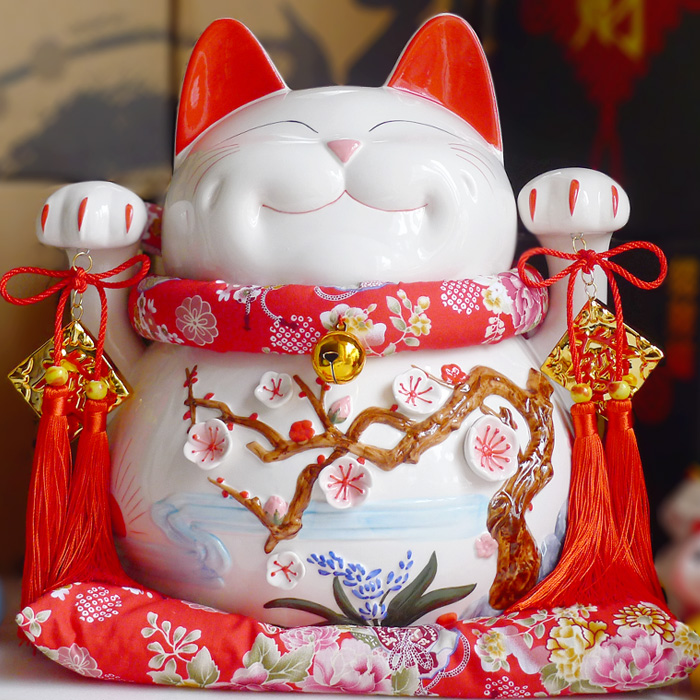 日本正版 特大号招财猫摆件 超大号陶瓷存钱储蓄罐 开业创意礼品