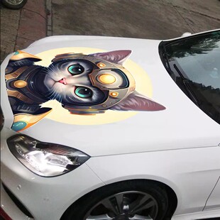 汽车机盖贴纸引擎盖卡通个性贴国潮创意车门车盖装饰刮痕遮挡车贴